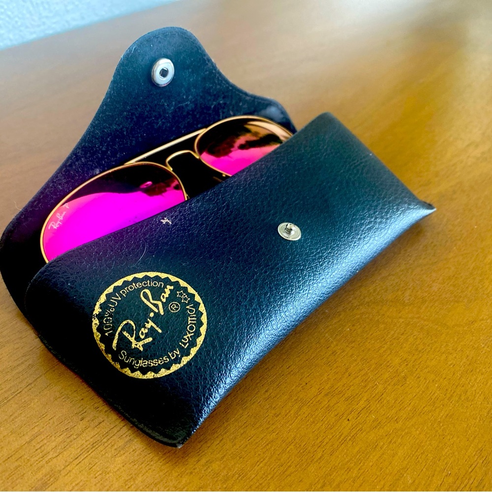 Pink Ray Ban aviator sunglasses